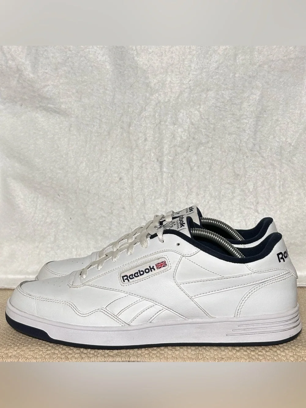 Reebok Mens White Club Memt Classic Leather Low Lace Sneakers Shoes SZ US 12